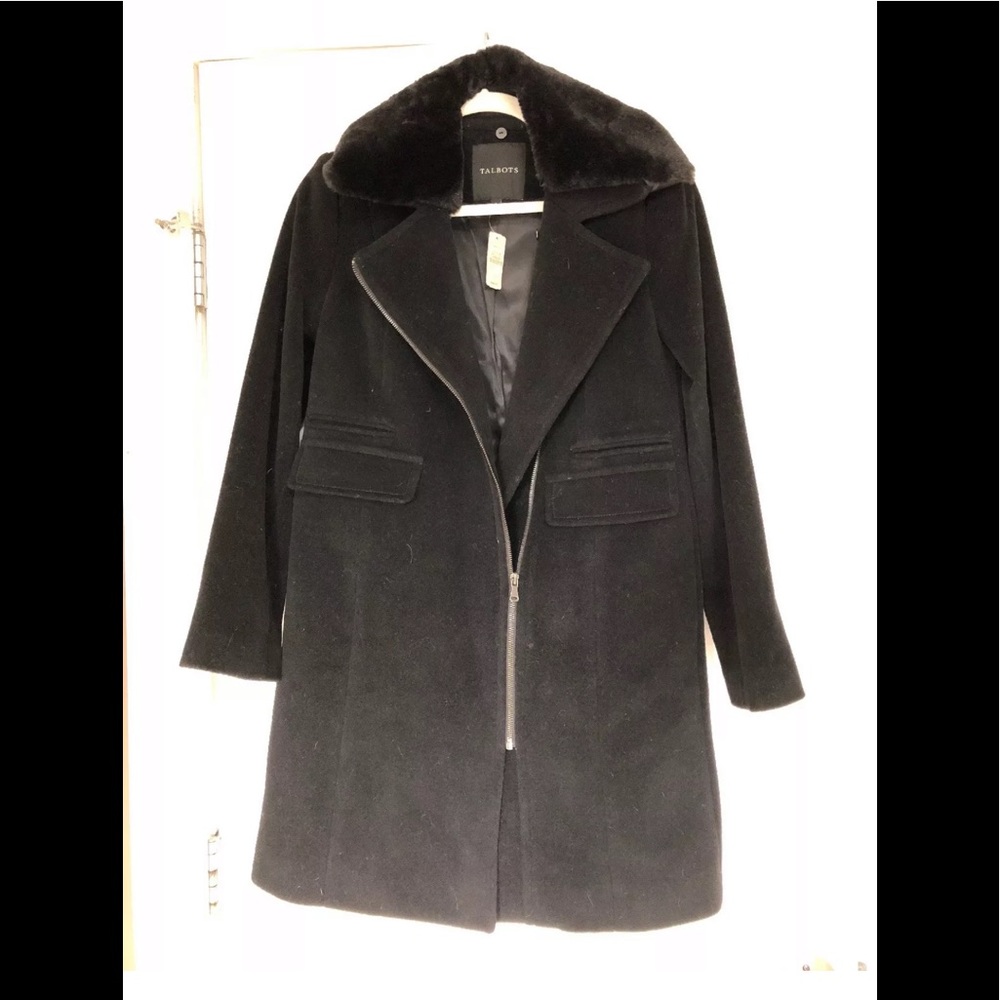 New Talbots black wool blend coat sz- 2